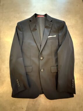 Kenneth Cole Black Men's Two-Button Notch Lapel Blazer